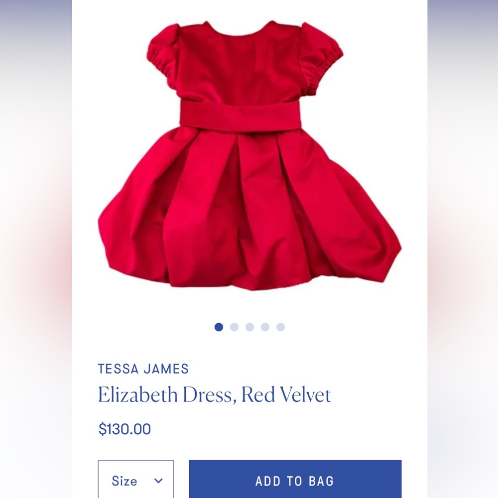 Tessa James (Elizabeth dress, red velvet) size 8Y 128cm. NWOT.